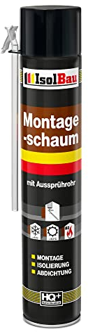 Isolbau B2 Mousse de montage avec tuyau de pulvérisation – Mousse de construction en polyuréthane pour montage, isolation, étanchéité, intérieur et extérieur – 1 x 750 ml