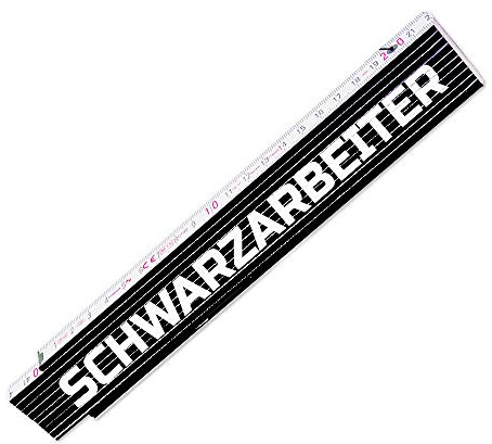 Zollstock mit lustigem Motiv – Schwarzarbeiter - Glieder-Maßstab mit Spruch bedruckt - Metermaß mit mehreren Motiven zur Auswahl