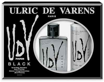 ULRIC DE VARENS - Coffret Parfum Homme UDV Black - Eau de Toilette 100 ml + Déodorant Spray 200 ml - Fougère Fruitée Moderne - Made in France