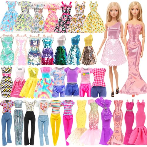 Miunana 5 Vestidos De Moda + 2 Ropas + 2 PCS Pantalones + 2 Vestidos Sirena para 28 - 30 CM 11.5 Pulgadas Muñecas
