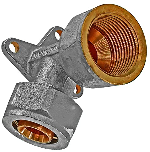 MegaHaustechnik Wandwinkel mit ½ Rohr Zoll Innengewinde IG Schraub-Fitting für Mehrschichtverbundrohr 20x2 mm (AußenØ x Wandstärke) aus Messing Verschraubung Trinkwasser geeignet