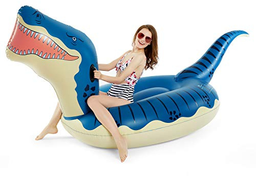 Jasonwell Inflatable Dinosaur Swimming Pool Float for Kids Boys Girls Adults 124'' Giant Tyrannosaurus Rex Floatie Summer Beach Ride on Party Pool Raft Lounge Toys