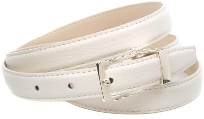 Anthoni Crown Damen Ledergürtel Gürtel, Weiß, 90