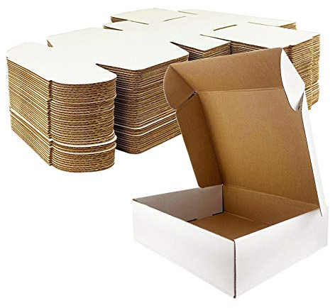 Giftgarden 7 x 5 x 2 små fraktlådor, korrugerade kartonglådor vit korrugerad post, 25-pack (18 x 12 x 5 cm)