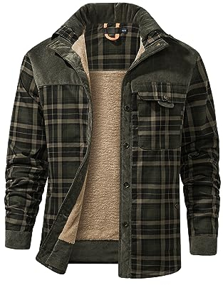 Mr.Stream Herren Thermohemd Flanellhemd Winterjacke Fleecefutter schützendem Innenfutter Holzfällerhemd Arbeitshemd 3251 Dark Green 2XL
