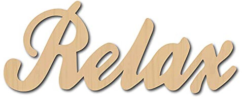 CREATCABIN Letrero de Madera Cortado con Láser Arte de Pared Relax Letrero de Letras Corazón Escultura de Pared Decorativa Decoración Colgante Sin Terminar para Puerta Inauguración 9.9 x 3.9 Pulgada