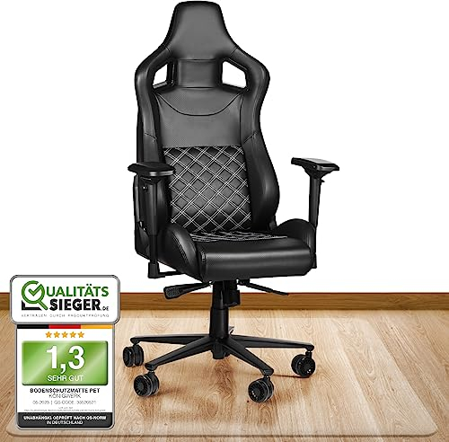 Königwerk Bodenschutzmatte Bürostuhl versch. Größen - Bürostuhl Unterlage rutschfest in transparent - Aus recycelten PET-Flaschen - 80 x 120 mm