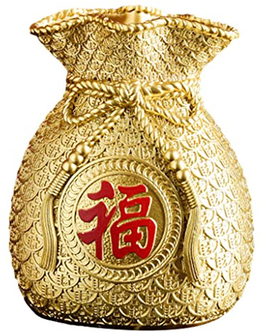 Baoblaze Resin Flower Vase Planter Pot Money Bag Shape Feng Shui for Gift, Gold