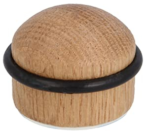 Amig - Lot de 2 butées adhésives pour portes | Diamètre 35 x 29 mm | Modèle 412 | Finition en bois de chêne | Fixation au sol | Comprend des pneus + chevilles pour son installation
