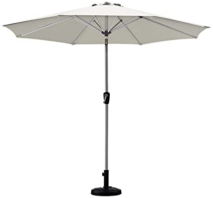 HDZNDH 270cm Sonnenschirm Groß, Marktschirm Gartenschirm Terrassenschirm Sonnenschutz UV50+ neigbar mit Kurbel, for Garten, Deck, Schwimmbad, Sandstrand (Color : White)
