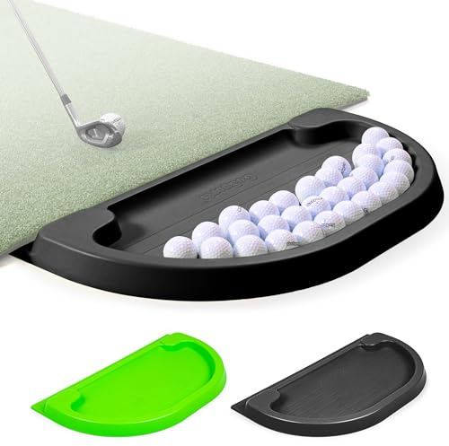 GoSports - Bandeja para pelotas de golf para todo tipo de clima, capacidad para 70 pelotas, compatible con todas las alfombrillas de golpeo, color negro