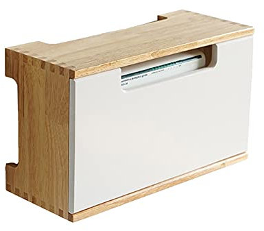 Liudan Wall-Mounted Wooden Cable Storage Box - Classic, Brown - Cord Organizer Box with Spring Hinge - Hide Wall Switches & Sockets - Protect Children & Pets