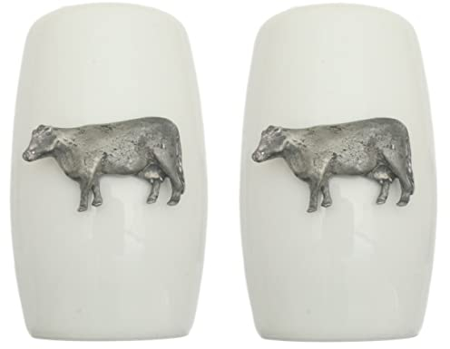 Beef Cow China Salt and Pepper Shakers Cruet Set Modern White CSP 30