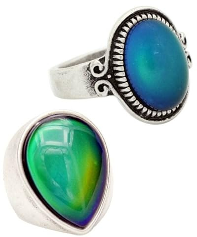 2 Stücke Vintage Ring Set Aus Ringen An Den Fingern, Stimmungsring, Der Die Farbe Ändert, Trauringe Der Stärke Für Frauen, Männer, Schmuck