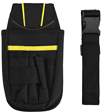 Linkidea Elektriker-Werkzeugtasche mit Gürtelclip, 5-Taschen-Organizer-Werkzeugtasche, kleine langlebige Wartungsarbeitstasche mit verstellbarem Gürtel für Elektriker-Techniker, schwarz