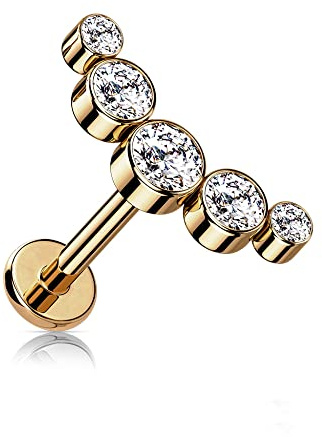 Treuheld® Labret Piercing mit runden Kristallen | 2 Größen | 7 Farben