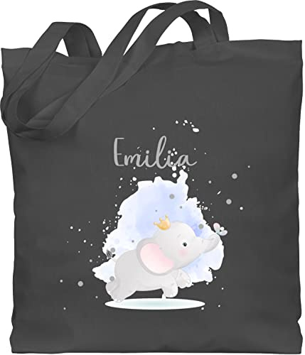 Geschenk mit Namen personalisiert by Shirtracer - Baumwolltasche - Tiere - Süßer Elefant mit Name personalisiert I Geschenk Elefanten
