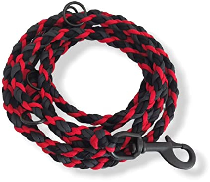 Verstellbare Hundeleine geflochten aus Paracord, Stabil und langlebig, verschiedenen Karabiner wählbar, Muster: Medi