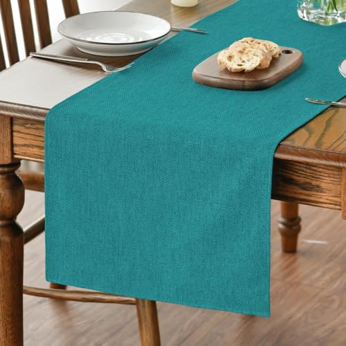 Artoid Mode - Camino de mesa de verano turquesa, decoración de mesa de cocina y comedor de otoño, lavable en agua, para interiores, vacaciones, fiestas, 40 x 100 cm