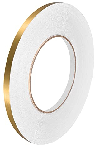 sourcing map Metálico Espejo Cinta, 1uds 0.2 Pulgadas x 164 Pies Auto Adhesivo Azulejo Oro Impermeable Cinta Huecos Sellado Lámina Decorativa Cinta para Pared, Artesanía, Cocina