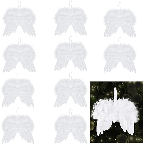 Navidad Alas de Ángel, 10 piezas de Alas de Angel Arbol de Navidad, Decoración de Alas de Angel, Alas de ángel Blanco para Navidad, casa Boda Fiesta Decoraciones