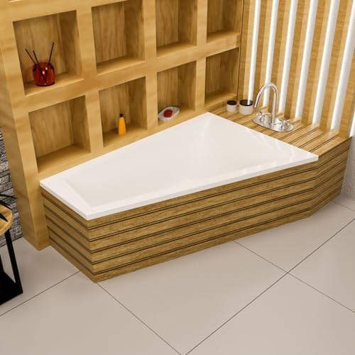 ECOLAM® Badewanne RITA Trapezwanne Eckwanne Trapezform 150x100 cm RECHTS + Styoporverkleidung universell + Ab- und Überlauf Alcaplast Füße Silikon SET