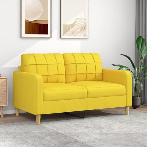 Camerina 2-Sitzer-Sofa Hellgelb 140 cm Stoff Kleine Sofa, Mid-Century Moderne Couch, 2er Couch Loungesofa
