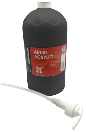 Paintersisters® Art Ranger Acryl 2 Ltr. Flasche 2000ml Acrylfarbe Malfarbe Schnelltrocknende Profi Künstler Acryl Farbe - Wiederverschließbar, hohe Deckkraft (Schwarz)