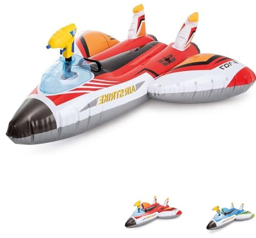 Virsus Aereo Gonfiabile Cavalcabile 536NP, misura 117x117 cm, Letto Salvagente con Pistola ad Acqua e Maniglia, Galleggianti per Piscine, Feste ed Eventi (Rosso)