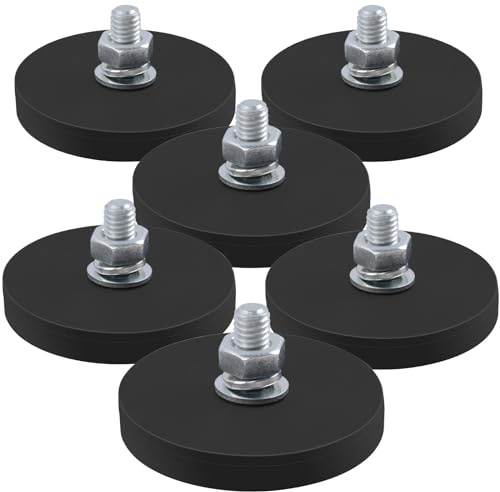 MIN CI 6Stück Neodym Magnete Extra Stark, Magnet mit Gewinde D43x6mm M6 Magneten Schraubbar Flach Magnete mit Loch Senkkopf Magnete zum Anschrauben Autolichter Topfmagnet Groß Magnet Rund
