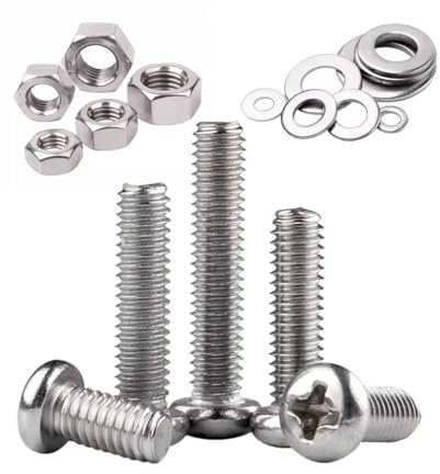 Foyoram #4-40 UNC Viti a testa semicircolare con impronta a croce, in acciaio inox, 50 pezzi, viti combinate, filettatura 4#-40, viti per macchina con fessura a croce, disco piatto, dadi ANSI/ASME B18