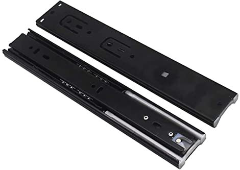 SWAYVES Schubladenführungen, 1 Paar Möbel-Hardware-Dämpfer-Schubladenführungsschienen, Vollständig Ausgezogene Dreifachfaltete Gleitschiene, Metallkugellager-Schubladenführungen/Black/20In