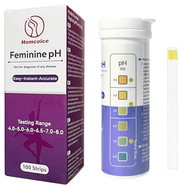Homcoice Vaginaler pH Teststreifen (100 Streifen) Weiblicher pH Test zur Überwachung der vaginalen Intimgesundheit und zur Vorbeugung von Infektionen, genauem Säure- und Basengleichgewicht