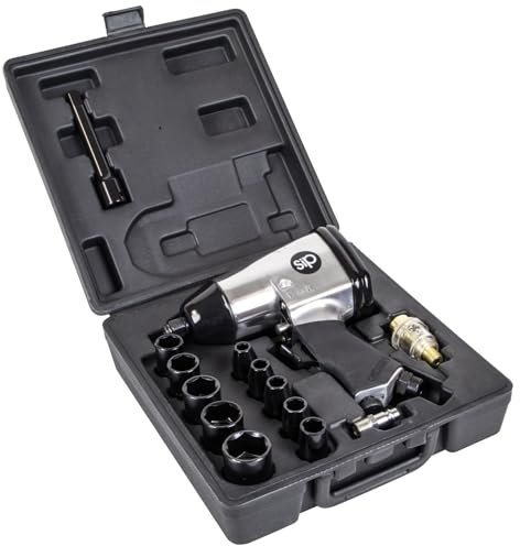 SIP 1/2 Air Impact Wrench Kit, 17 Piece Set Air Tools for Compressor 312Nm Working Torque