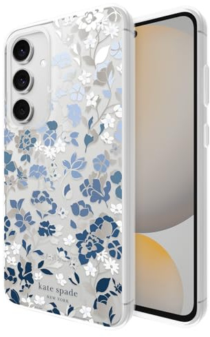 kate spade new york Samsung Galaxy S24 FE 5G Case - Compatible with Wireless Charging - Designer Phone Case - Flowerbed Blue Gems