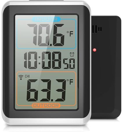 MRKU Termómetro meteorológico, estación meteorológica, Reloj Despertador con Temperatura y Humedad, Reloj de Mesa con función de repetición Digital, Relojes de Escritorio con LED Negros