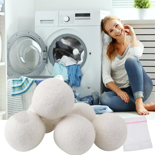 Bolas de Lana para Secadora,6pcs Bolas Secadora De Ropa,Bolas De Secado Para Secadora,Bolas Para Secadora,Wool Dryer Balls,Reutilizable Suavizante Naturales Bolas,para Secador