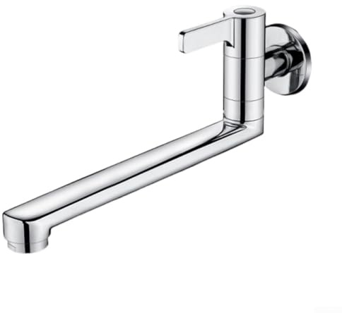 Rubinetto singolo per lavello da cucina freddo montato a parete, rubinetto per acqua fredda girevole estesa, per uso interno ed esterno (25 cm)