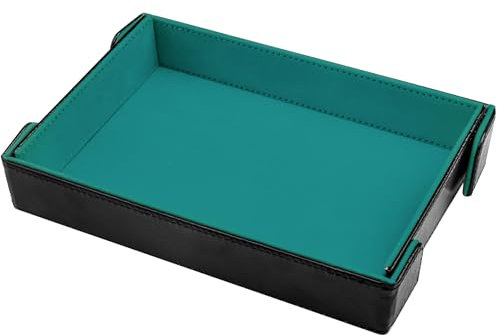 SIQUK Rettangolo Tavola per Dadi Vassoio per Dadi Magnetico PU e Velluto Tavola Dadi Pieghevole Dice Tray per DND RPG, Ciano