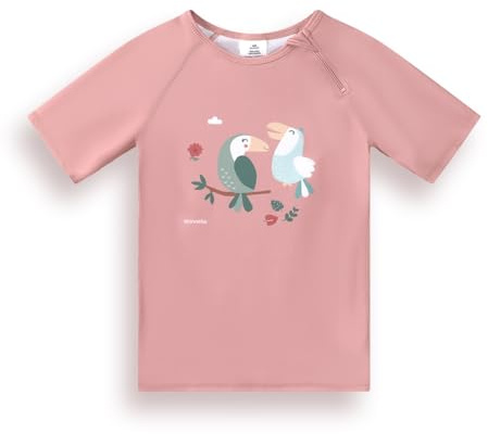 Monnëka T-Shirt de Bain Rashguard pour Enfants | Maillot de Bain à Manches Courtes avec Protection Solaire pour bébés et Enfants, Doux, Confortable et Facile à Enfiler | Toucan 4 à 5 Ans