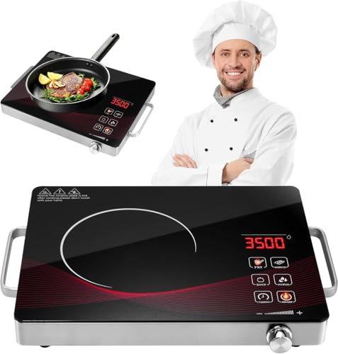 Dibaful Ce/rankochfeld 3500W Ce/ranfeld Tragbares 41cm 29cm Touch Steuerung Kochfelder 4 Modi 9 Stufen Leistung 1 Minute 3 Stunden 1 Platte Timer Funktion Herdplatte 1 Kochfeld