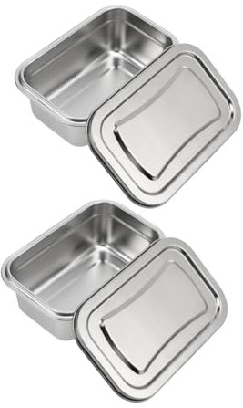 BESTOYARD Boîte Inox Alimentaire 1L Avec Couvercle Hermétique Bac À Glace Pour Congélateur Rangement Pratique Pour Crème Glacée Maison Et Conservation Alimentaire