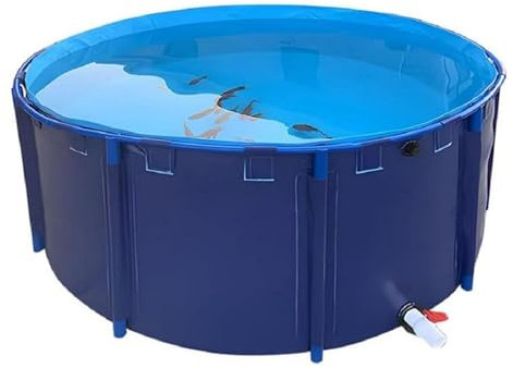 130cm*80cm,Fischteichbecken Aus Segeltuch, Kreisförmiges Verdickungsbecken Aus PVC, Becken mit Rahmen, Zur Wasserspeicherung, Bewässerung, Zuchtteich für Wasserprodukte