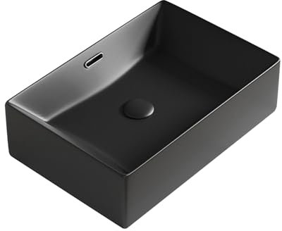 WOTZOV Lavabo de baño Rectangular, Moderno Lavabo de cerámica sobre encimera, fácil de Instalar, para Mueble de baño, Lavabo, tocador o guardarropa.，D 50x34x15cm