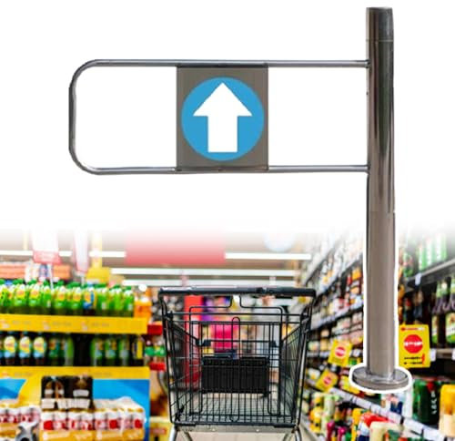 Puerta De Seguridad para Entrada De Supermercado, Puerta Batiente Metálica Universal, Puerta Batiente Automática Unidireccional para Entrada De Biblioteca, Supermercado, Fábrica,90x97cm-right