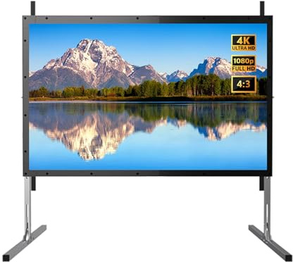 Pantalla de Proyector Portátil para Exteriores de 100 120 Pulgadas con Soporte, Pantalla de Cine Plegable 4K HD Antiarrugas para Hogar, Camping(100 (4:3))