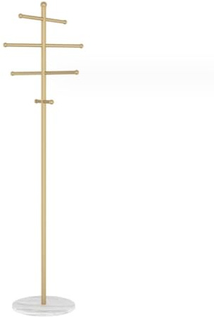 Partita Independiente de la Toalla de baño de pie Independiente con Soporte de baño de Soporte para la Base de mármol (Color: Oro+Blanco, tamaño 32 * 150 cm) XXZ