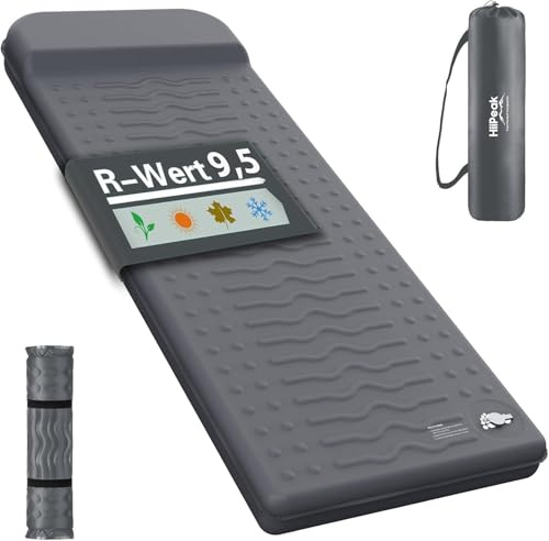 HiiPeak Isomatte R-Wert 9,5, Camping Matratze aus Schaumstoff mit Kissen, Isolierte Luftmatratze für Winter und Sommer, Bequeme Schlafmatte für Camping, Outdoor, Wandern, Reisen, Zelt