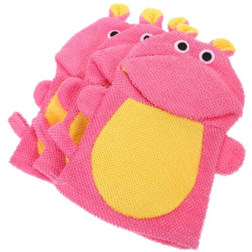 PENIKOKO Moufles Exfoliants pour Bébé et Tout-petit 3 Pièces en Coton Composite Forme Cartoon Prise Confortable pour Bain et Bain Plusieurs styles