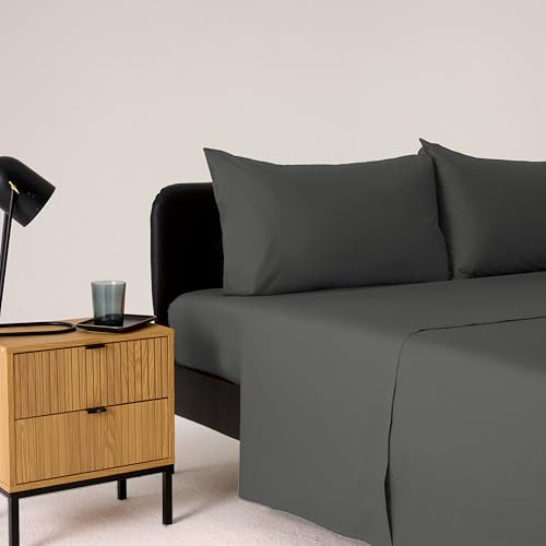 Bassetti Completo Letto Matrimoniale, Grigio, 100% Cotone, 240X280 cm, Set Lenzuola, Parure, Lavabile In Lavatrice, Lenzuolo Sopra, Lenzuolo Sotto Con Angoli, 2 Federe
